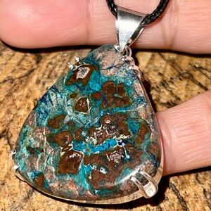 Chessylite Blue Spar Azurite Pendant 1 7/8”